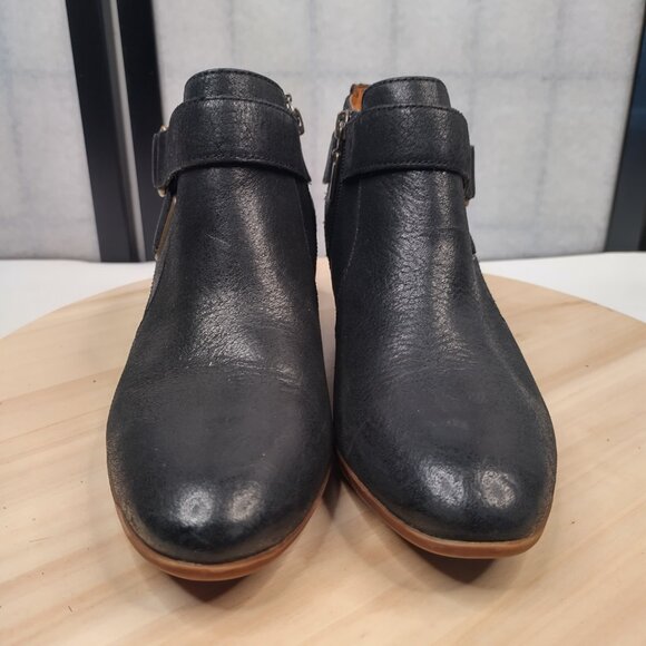 Clarks Indigo Moto Leather Harness Buckle Black Ankle Booties Women US 6.5M - Picture 4 of 16